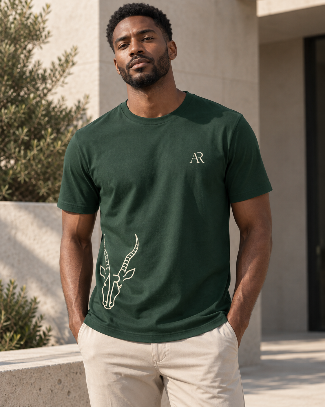 AR Essential Tee Homme K3032IC — Forest Green — lifestyle premium — hero [ARV:forest-green:any:P01]