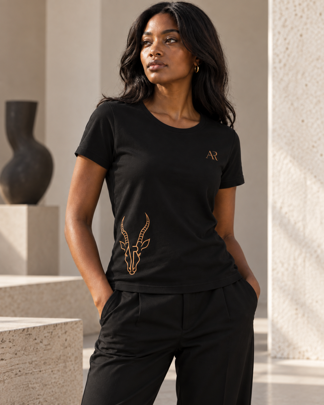 AR Essential Tee Femme K3052IC — Black — lifestyle premium P04 [ARV:black:any:P04]