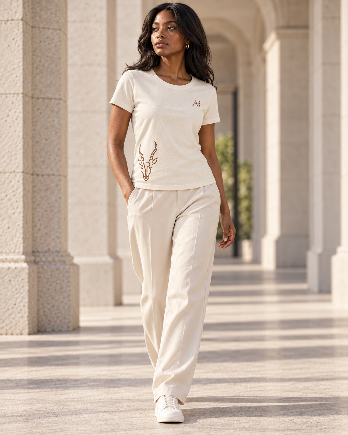 AR Essential Tee Femme K3052IC — Coconut Milk — lifestyle premium P02 [ARV:coconut-milk:any:P02]