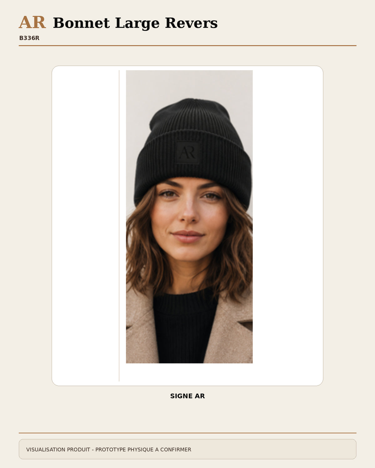 AR Bonnet Large Revers - visualisation produit avec Signe AR