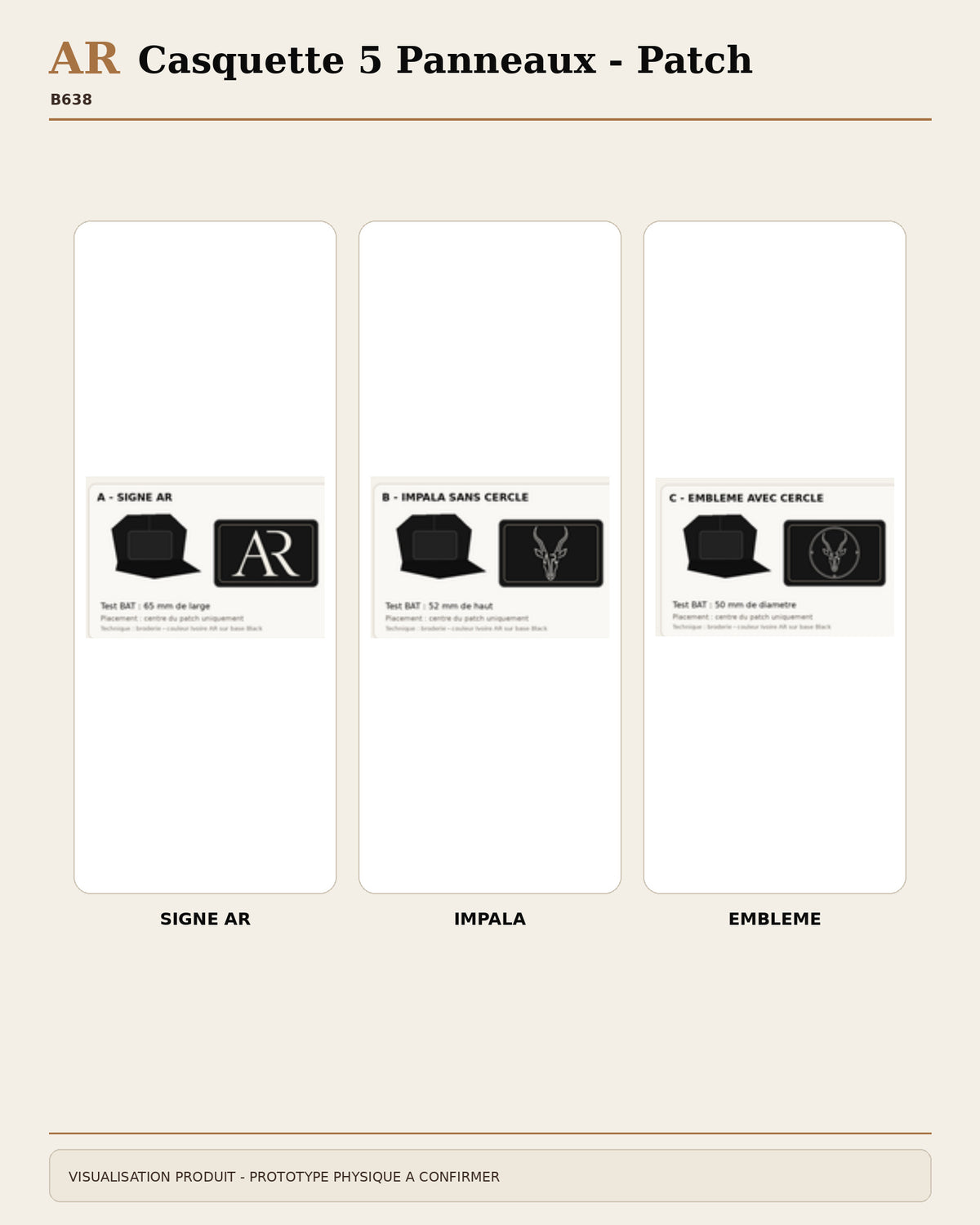 AR Casquette 5 Panneaux Patch - trois signatures AR